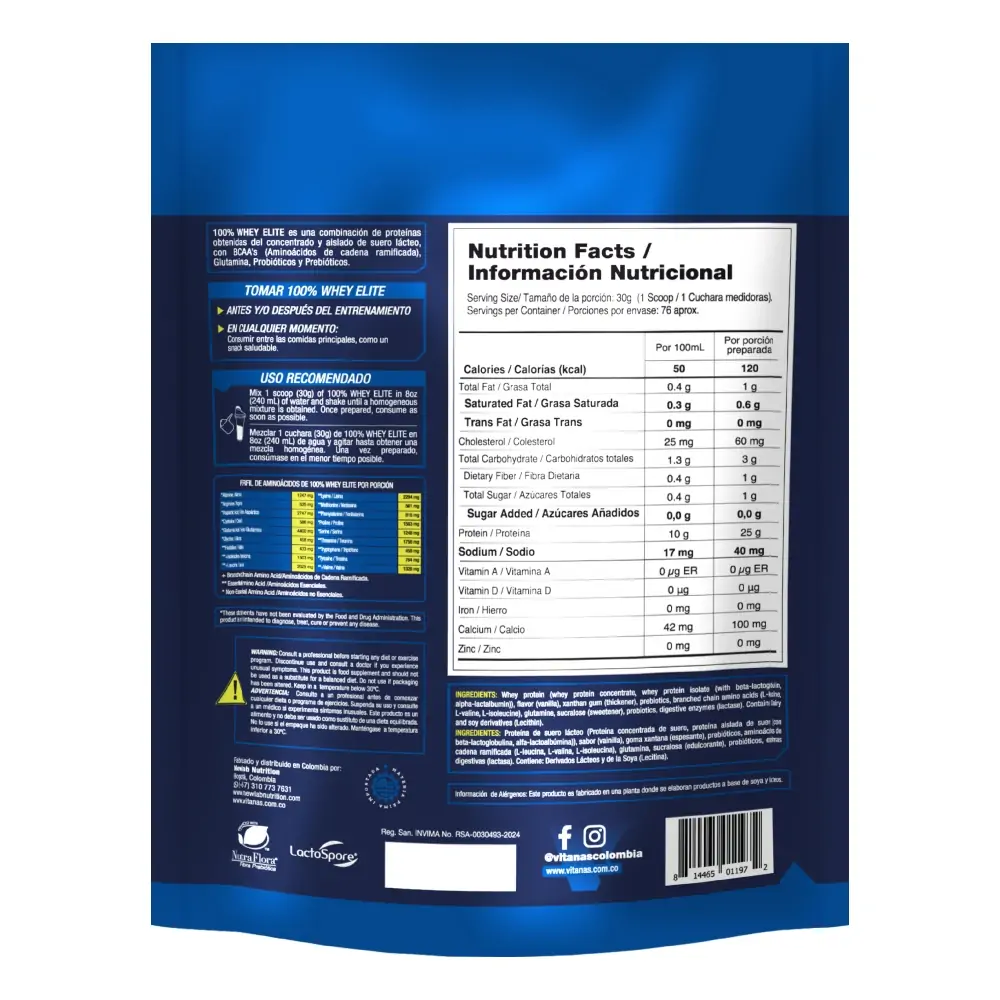 Mejor Proteina Whey 5 Libras Colombia Vainilla | MultivitaLab - Imagen 2